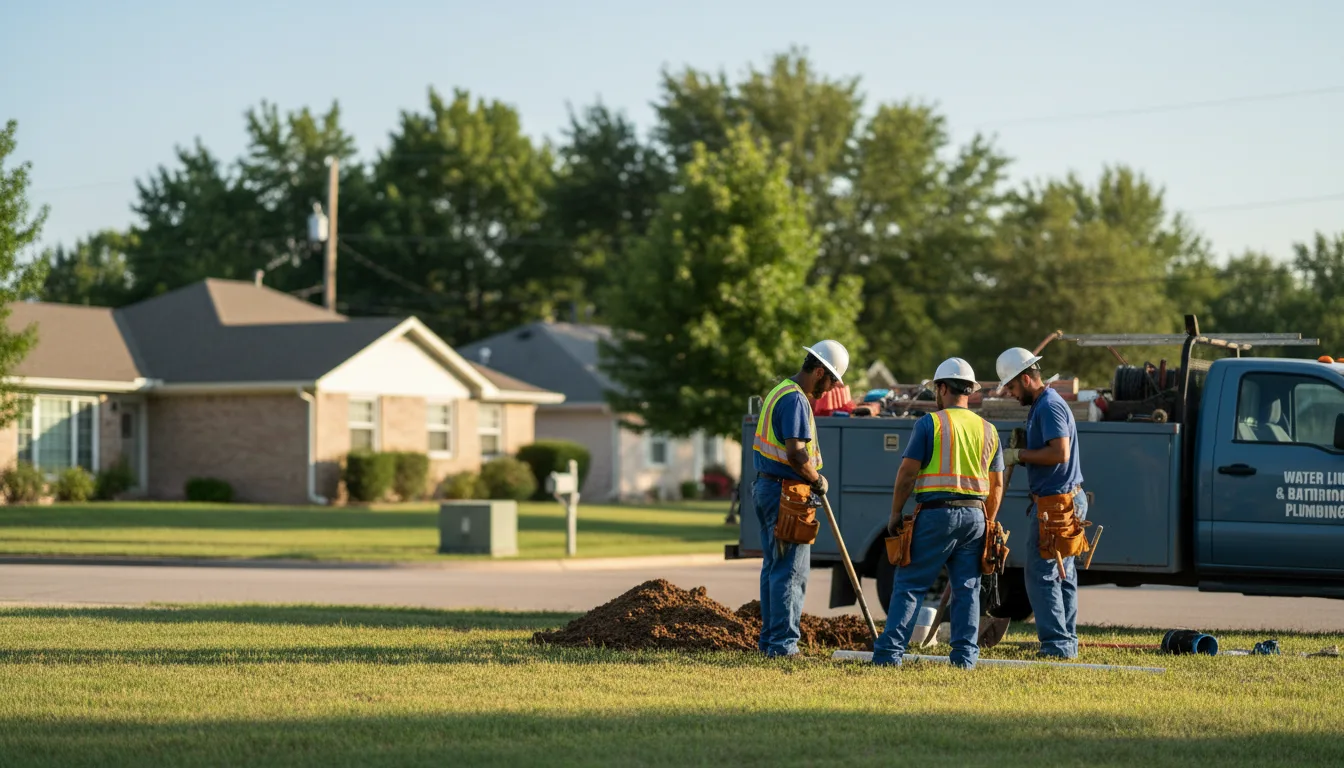 Residential water line and bathroom plumbing service in Morral, OH